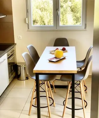 a table in a kitchen with a fruit on it at Villa Papagiorgio Luxury and Harmony in Gennadi