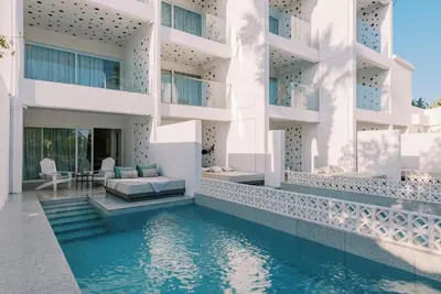 a rendering of a building with a swimming pool at Kouros Exclusive Hotel & Suites - Adults Only in Faliraki