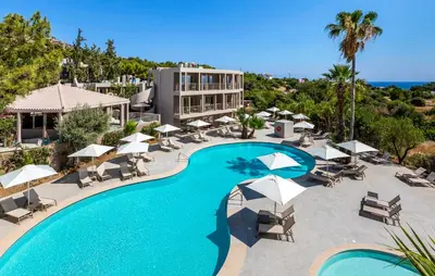 an image of the pool at the resort at White Olive Premium Lindos in Pefki Rhodes