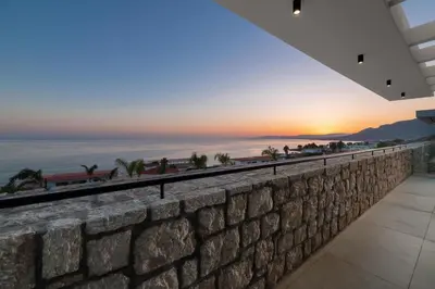 a view of the ocean from the balcony at Lido Blue Villa in Pefki Rhodes