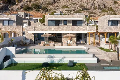 an image of a house with a swimming pool at Lido White Villa in Pefki Rhodes