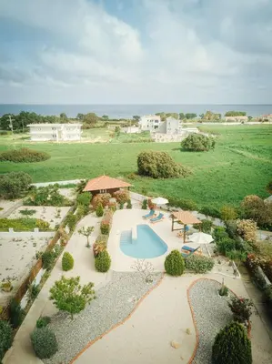 an aerial view of a resort with a swimming pool at Gennadi Dreams Holiday Villa in Gennadi