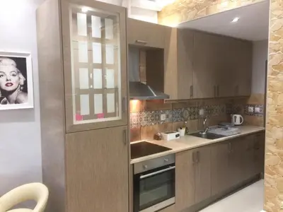 a kitchen with a sink and a stove at 6-Stylish mini-suite for 4 people in central Rhodes! in Rhodes Town