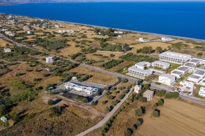 an aerial view of a building on a hill at Armonia Suites in Gennadi