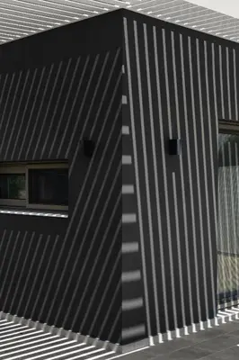 a black and white building with a window at Armonia Suites in Gennadi