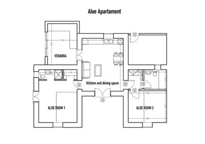 a floor plan of a house at Exclusive apartment in Ecovilla on the beach in Apolakkiá