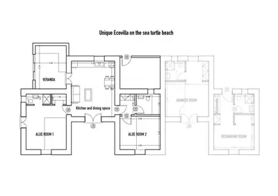 a floor plan of a house at Exclusive apartment in Ecovilla on the beach in Apolakkiá