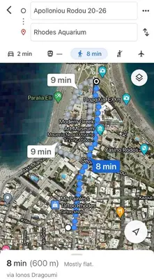a screenshot of a map of a city at Casa Natura in Rhodes Town