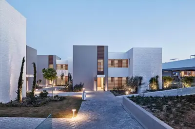 a rendering of a building with a courtyard at Atlantica Dreams Resort in Gennadi