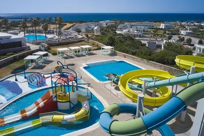 an image of a water park with several slides at Atlantica Plimmiri in Plimmiri