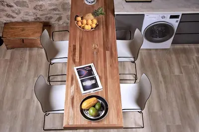 an overhead view of a table with a bowl of fruit at Luxury Rhodes Villa Amina Villa Sea View Private Swimming Pool in Rhodes Town
