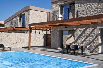 a villa with a swimming pool and a house at Luxury Rhodes Villa Amina Villa Sea View Private Swimming Pool in Rhodes Town