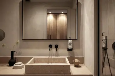 a bathroom with a large sink and a mirror at Ella Helea in Kallithea Rhodes