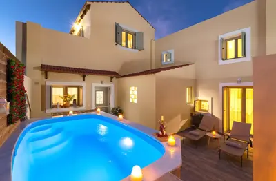 a large swimming pool in a house at Casa di Famiglia Rhodes in Koskinou
