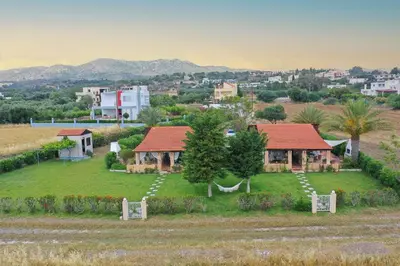 an aerial view of a house with a yard at Aelia Sea View Bungalow in Gennadi