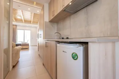 a kitchen with a sink and a dishwasher at Bivalvia Studios in Faliraki