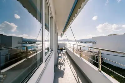 a view from the balcony of a cruise ship at Mike's Studios in Haraki