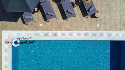 an overhead view of a swimming pool at South Beach Villas in Gennadi