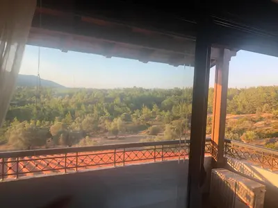 a view of a bridge from a window at Elena's Country Home & SPA in Kalithies