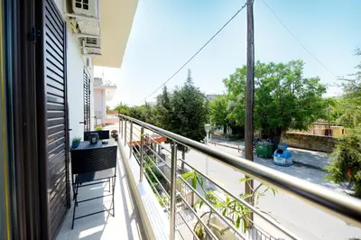 a balcony with a view of a street at Alion House in Rhodes Town