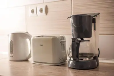 a blender and a toaster sitting on a counter at Anna's house in the Old Town in Rhodes Town