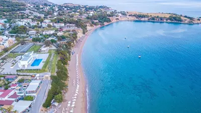 an aerial view of a beach and the ocean at MonaLisa Villa in Pefki Rhodes
