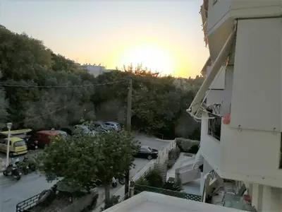 a view of a parking lot from a building at Rodini Sun Apartment in Rhodes Town