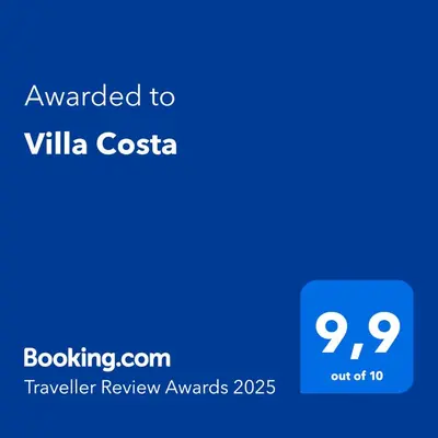 a blue screen with the text emailed to villa costa costa travel review at Villa Costa in Ixia