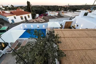 a view from the roof of a house at CasaCarma I, privater Pool, Boho-Design, Tradition in Lachania