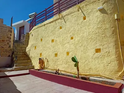 a wall with a plant on the side of it at A medieval windmill tower 2bedrooms in the heart of old town with magnificent panoramic seaview and cityview in Rhodes Town