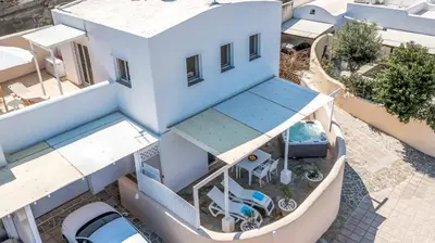 an aerial view of a house with a pool at Afandou Sea View in Afantou