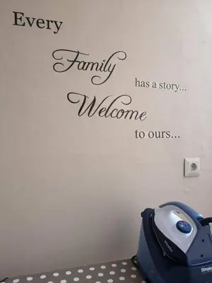 every family has a story has a welcome to ours wall sticker at M&M STONE-Village House-Family-Vintage in Líndos
