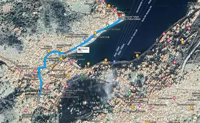 a map of a city with yellow and blue at GRANDMA'S HOUSE in Symi