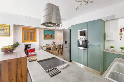 a kitchen with a sink and a counter top at Casa di Flora Luxurious Apartment in Rhodes in Rhodes Town