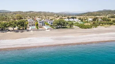 an aerial view of a beach with houses at Sea Homes Villas- Villa Alberto in Kiotari