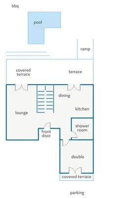 a schematic diagram of a house at Villa Beatris Seastone by Villa Plus in Kiotari