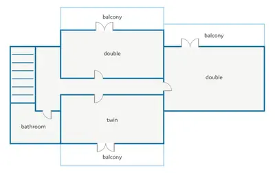 a block diagram of a house at Villa Clive by Villa Plus in Líndos