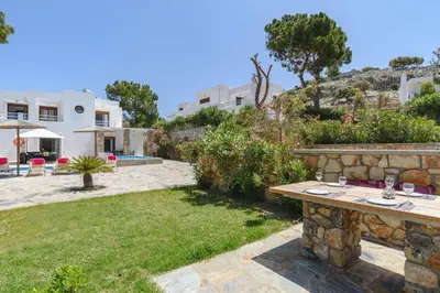 a view of the garden and the villa at Villa Despina by Villa Plus in Pefki Rhodes