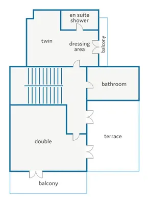 a block diagram of an ion service shower at Villa Maya by Villa Plus in Pefki Rhodes