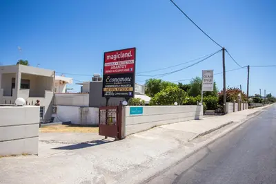a street sign on the side of a road at Anastasia Apartment in Afantou