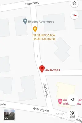 a screenshot of a cell phone with a google maps at Karakonero view apartment in Rhodes Town