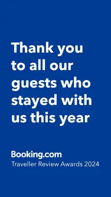 a blue background with the words thank you to all our guests who stayed with us at Villa Bianca in Kremasti