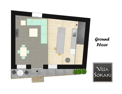 a floor plan of a room with a bathroom at Villa Sokaki in Líndos