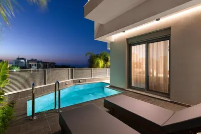 a swimming pool on the balcony of a house at ANIMA DEL SOL (BASILICO) in Ixia