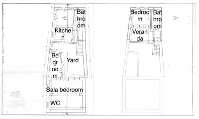 two drawings of a floor plan of a building at Evangelia's Traditional Villa Lindos in Líndos