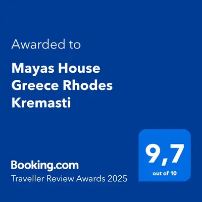 a screenshot of the mayas house green ridgeuds kremacist text at Mayas House Greece Rhodes Kremasti in Kremasti