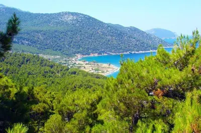 a view of a lake from a mountain at Laurel LK Houses in Kritinia Rhodes in Kritinía