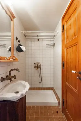 a bathroom with a shower and a sink at VILLA VICTORIA OLD TOWN in Rhodes Town
