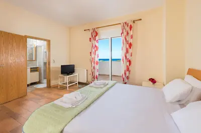 a bedroom with a large bed and a television at Villa Amelia in Gennadi