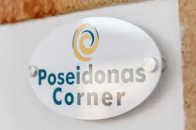 a logo of the pokemon colossus corner on a computer monitor at LindosaquaView Luxury villa in Líndos